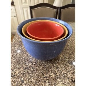 Pfaltzgraff Napoli 3-Piece Nesting Mixing Bowls Multicolor Stoneware Set Vintage